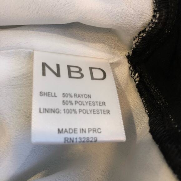 NBD Daylight Bliss black white plaid plunge neck flounce skirt mini dress NWT - Picture 11 of 16